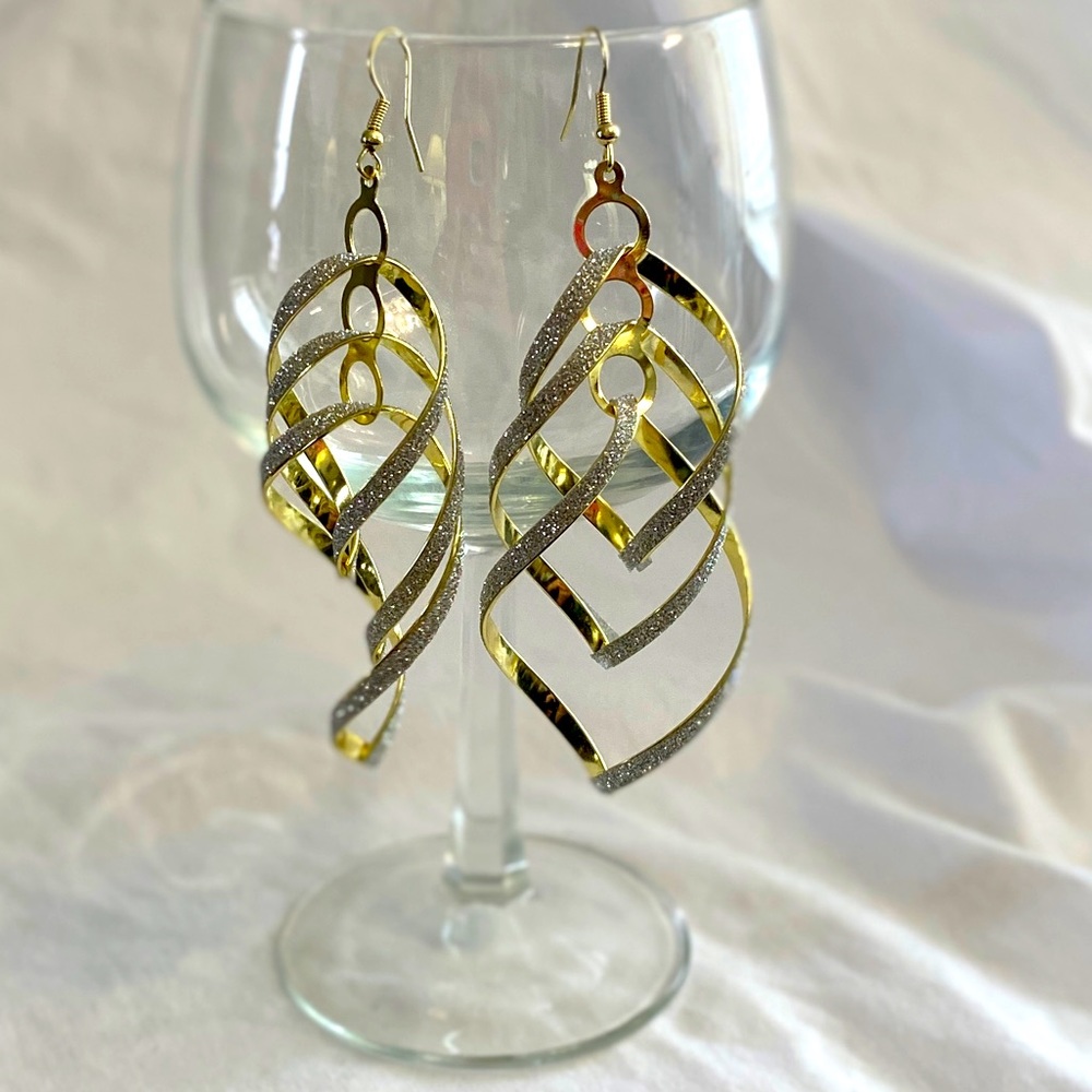 Gold and glittery bangle earrings